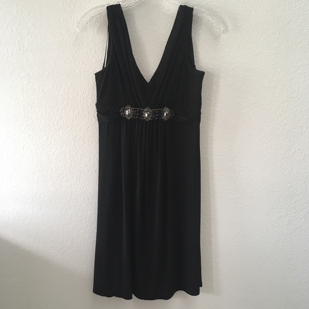 EVAN-PICONE Black V-Neck Dress